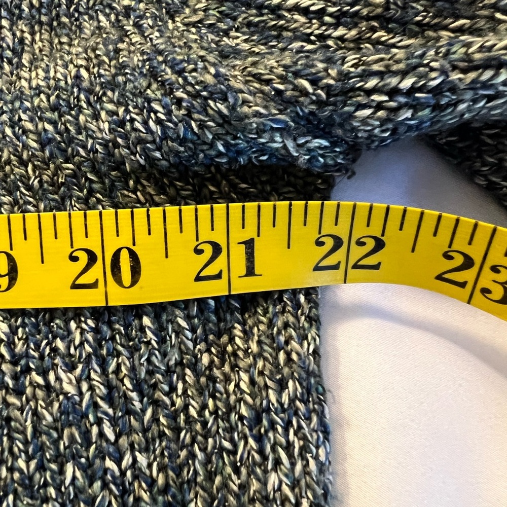 IVY Blue Gray White Silk Blend Classic V-Neck Fall Winter Office Casual Sweater - Picture 7 of 9